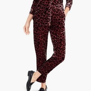 NWT J.Crew Rose Leopard Velvet Pull On Pants